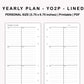 Personal Inserts - Yearly Plan - YO2P - Lined