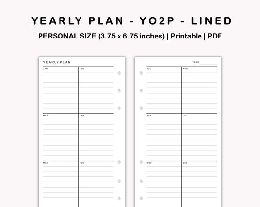 Personal Inserts - Yearly Plan - YO2P - Lined