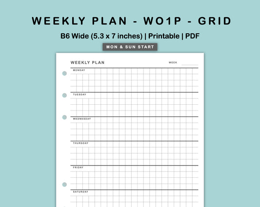 B6 Wide Inserts - Weekly Plan - WO1P - Grid