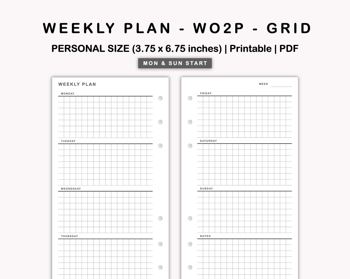 Personal Inserts - Weekly Plan - WO2P - Grid