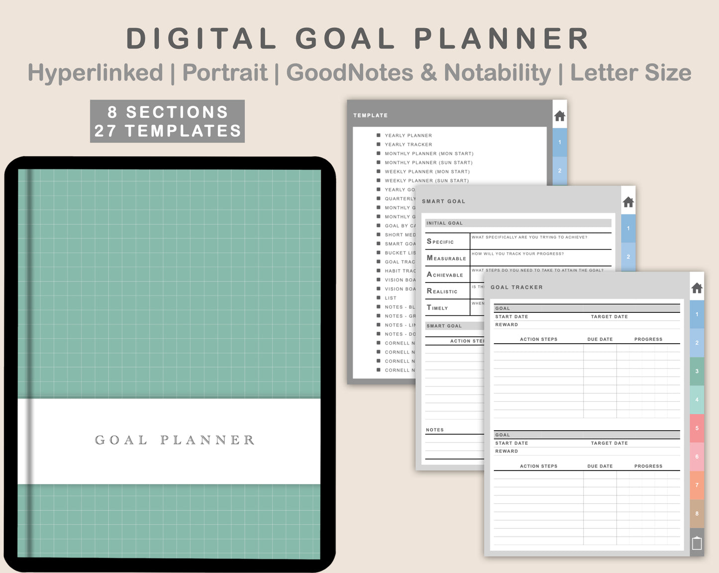 Digital Goal Planner - Pastel