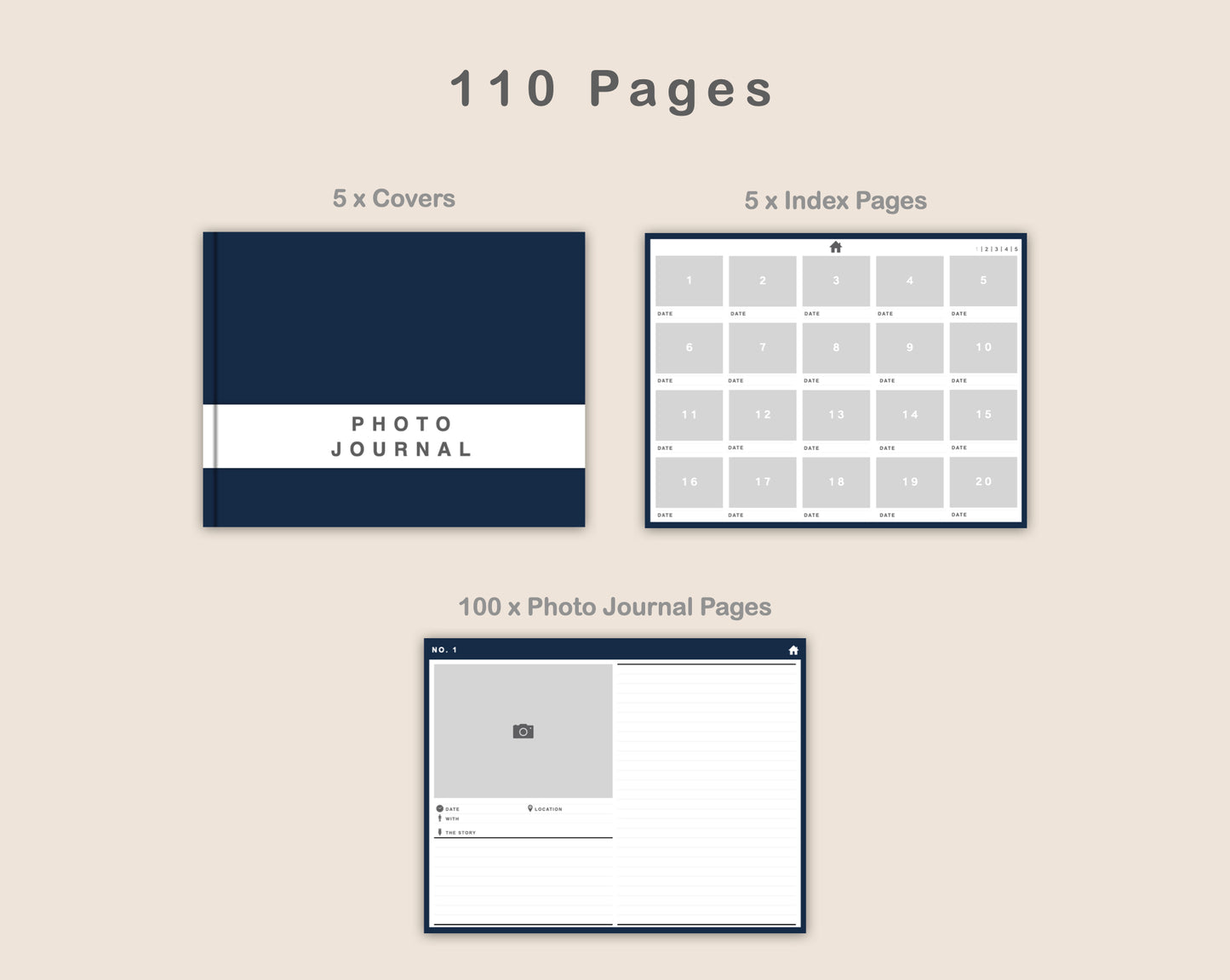 100 Digital Photo Album - Classic Blue