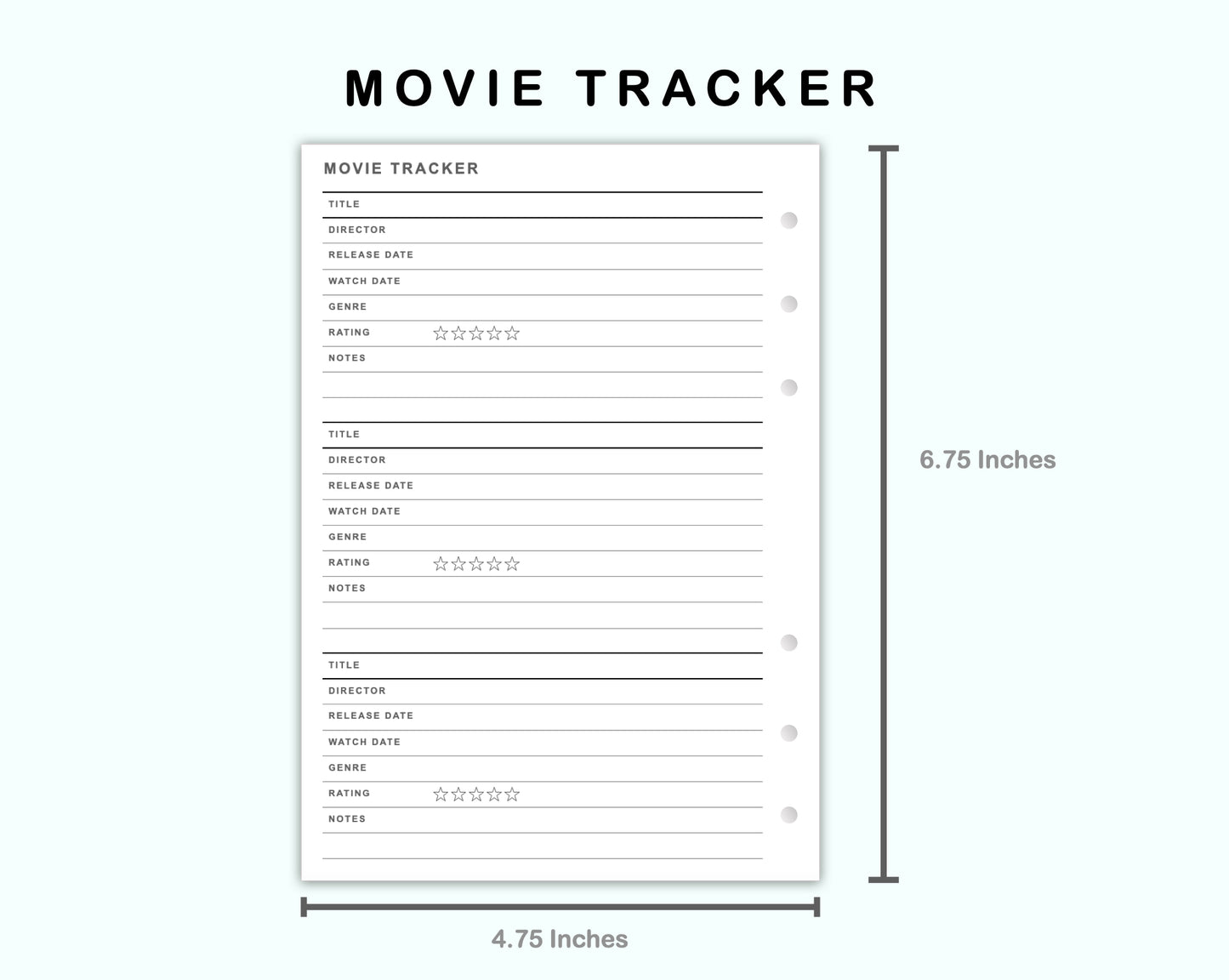 Personal Wide Inserts - Movie Tracker