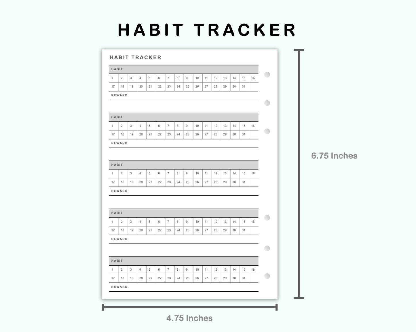 Personal Wide Inserts - Habit Tracker