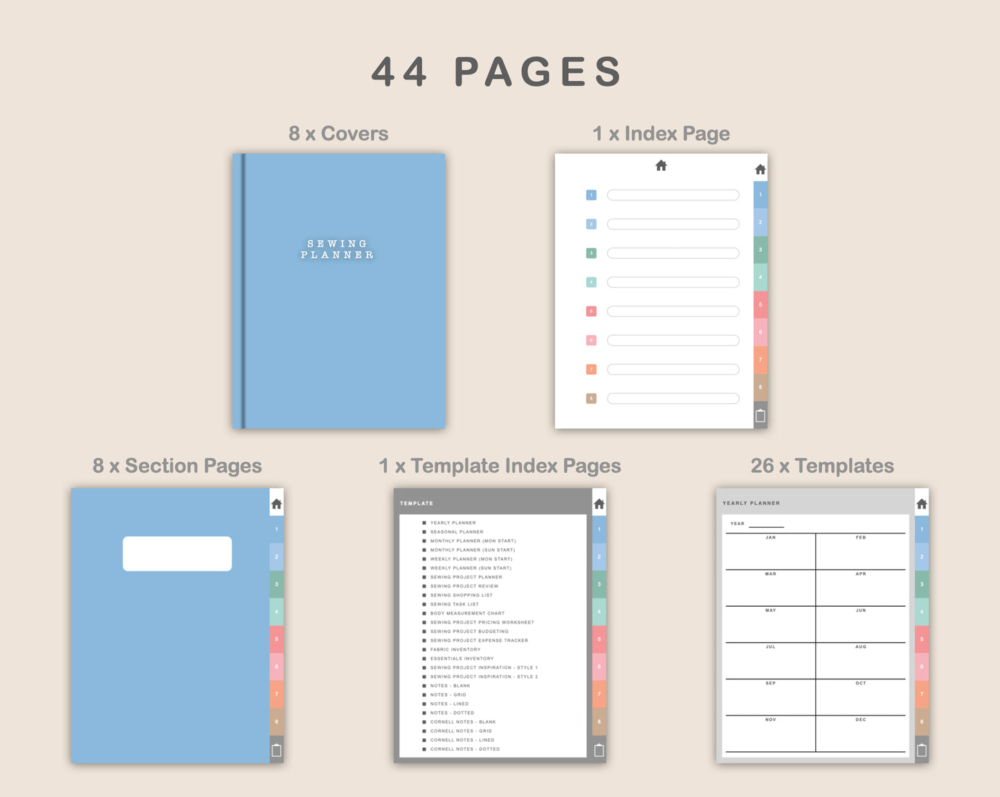 Digital Sewing Planner - Pastel