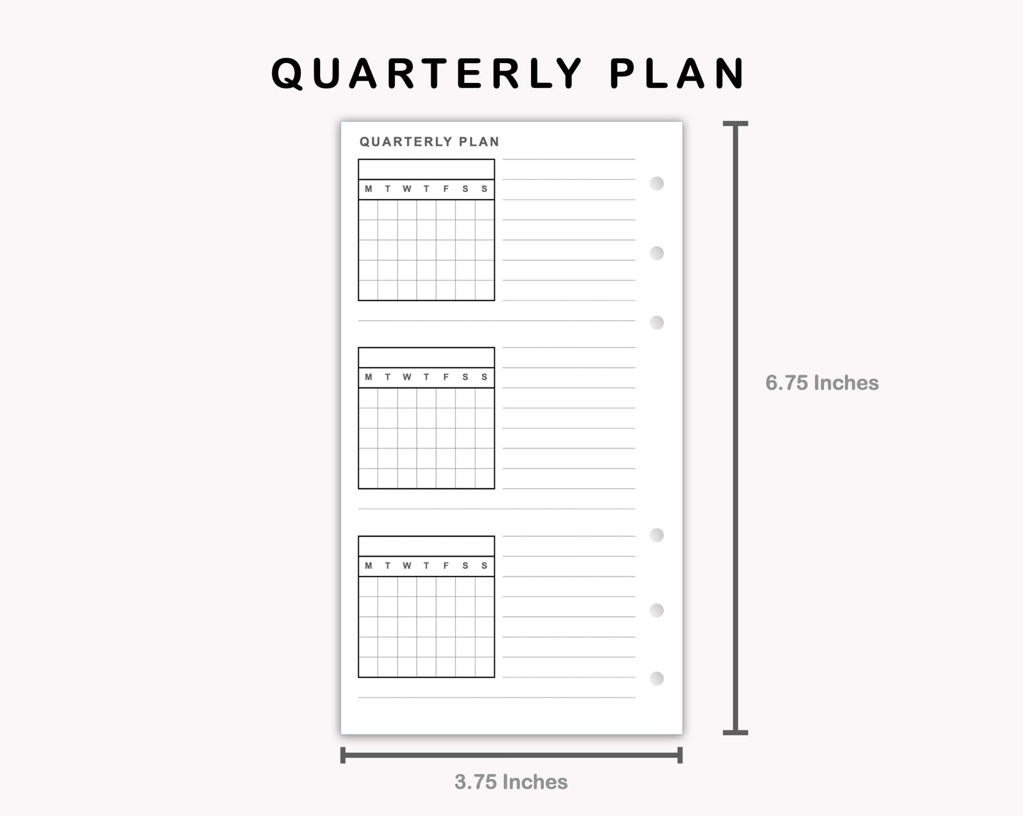 Personal Inserts - Quarterly Plan with Calendar