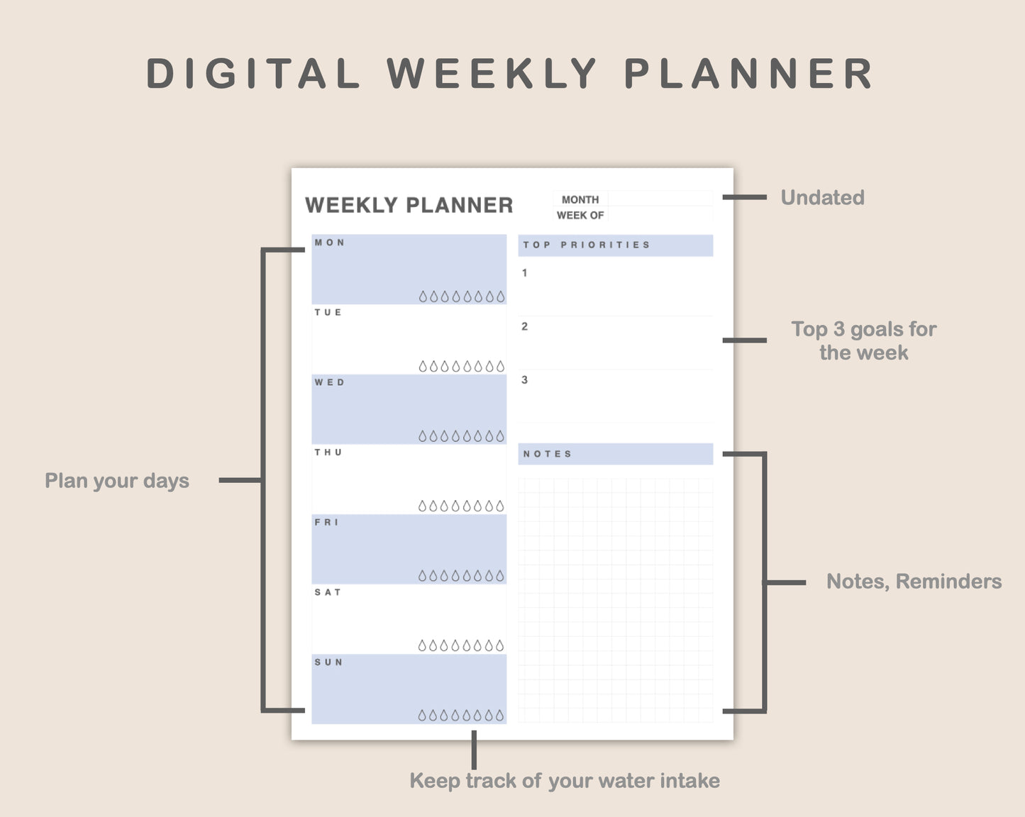 Weekly Planner, Priority - Portrait