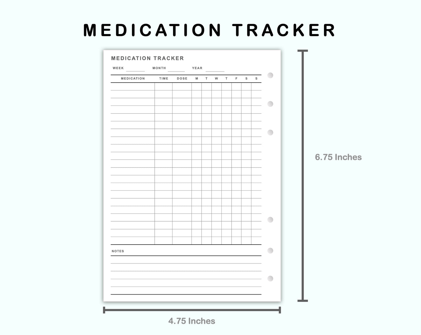 Personal Wide Inserts - Medication Tracker