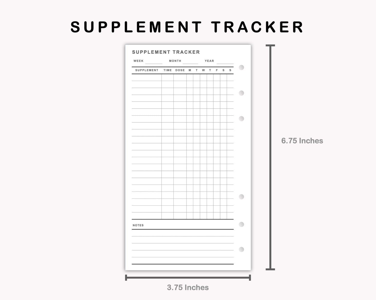 Personal Inserts - Supplement Tracker