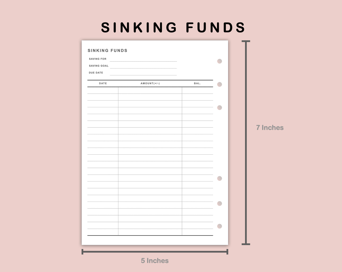 B6 Inserts - Sinking Funds