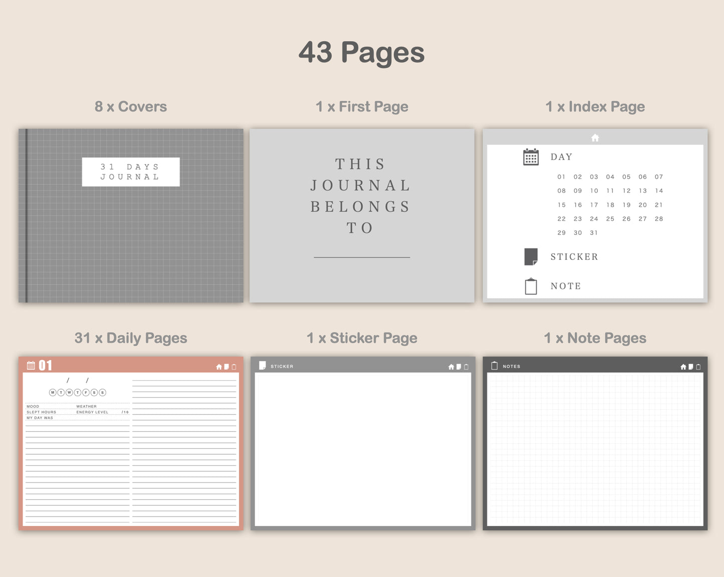 31 Day Digital Journal - Landscape - Neutral