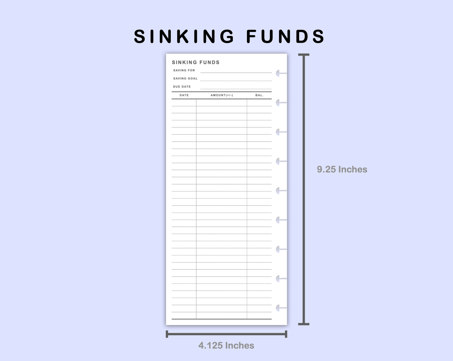 Skinny Classic HP Inserts - Sinking Funds