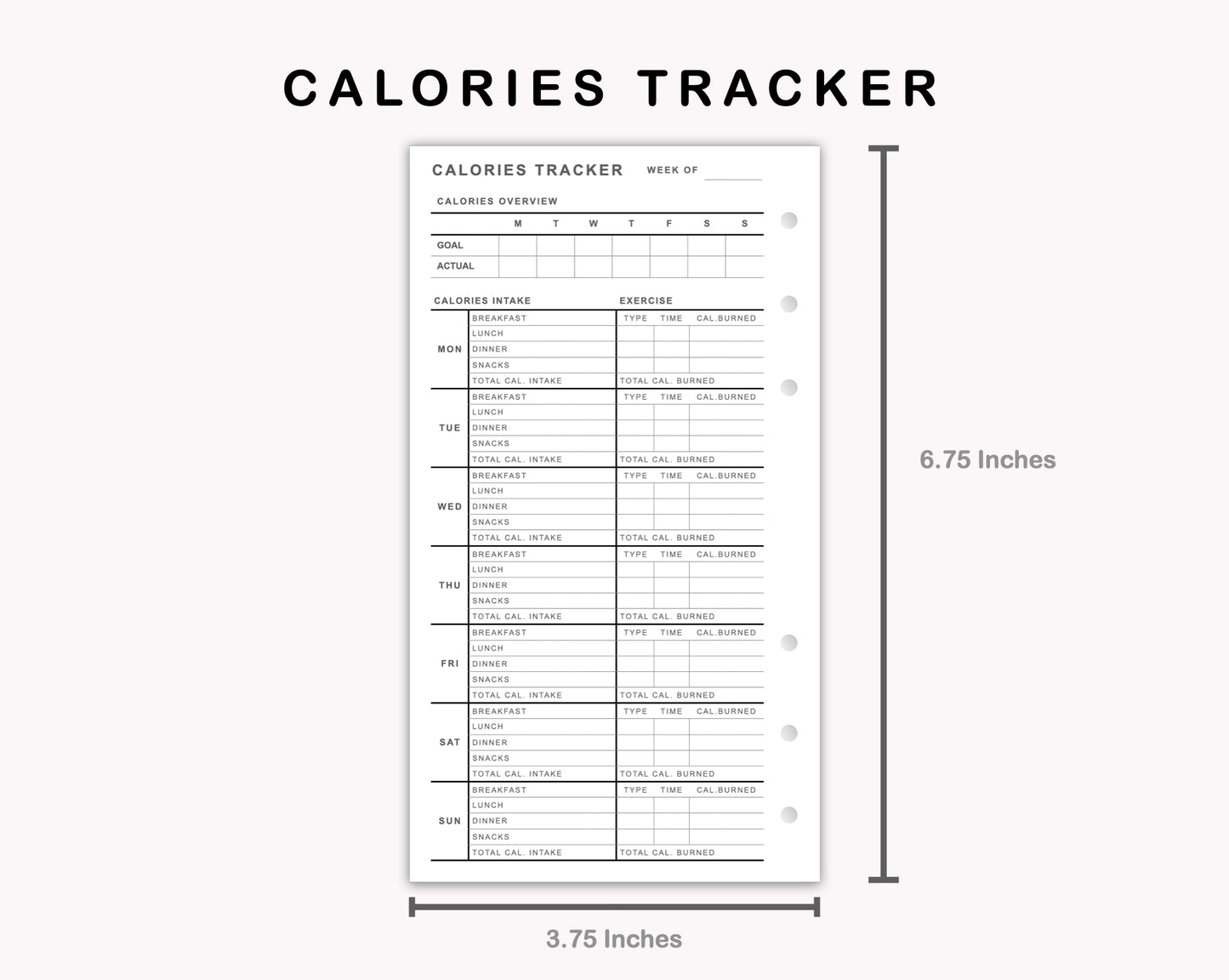 Personal Inserts - Calories Tracker