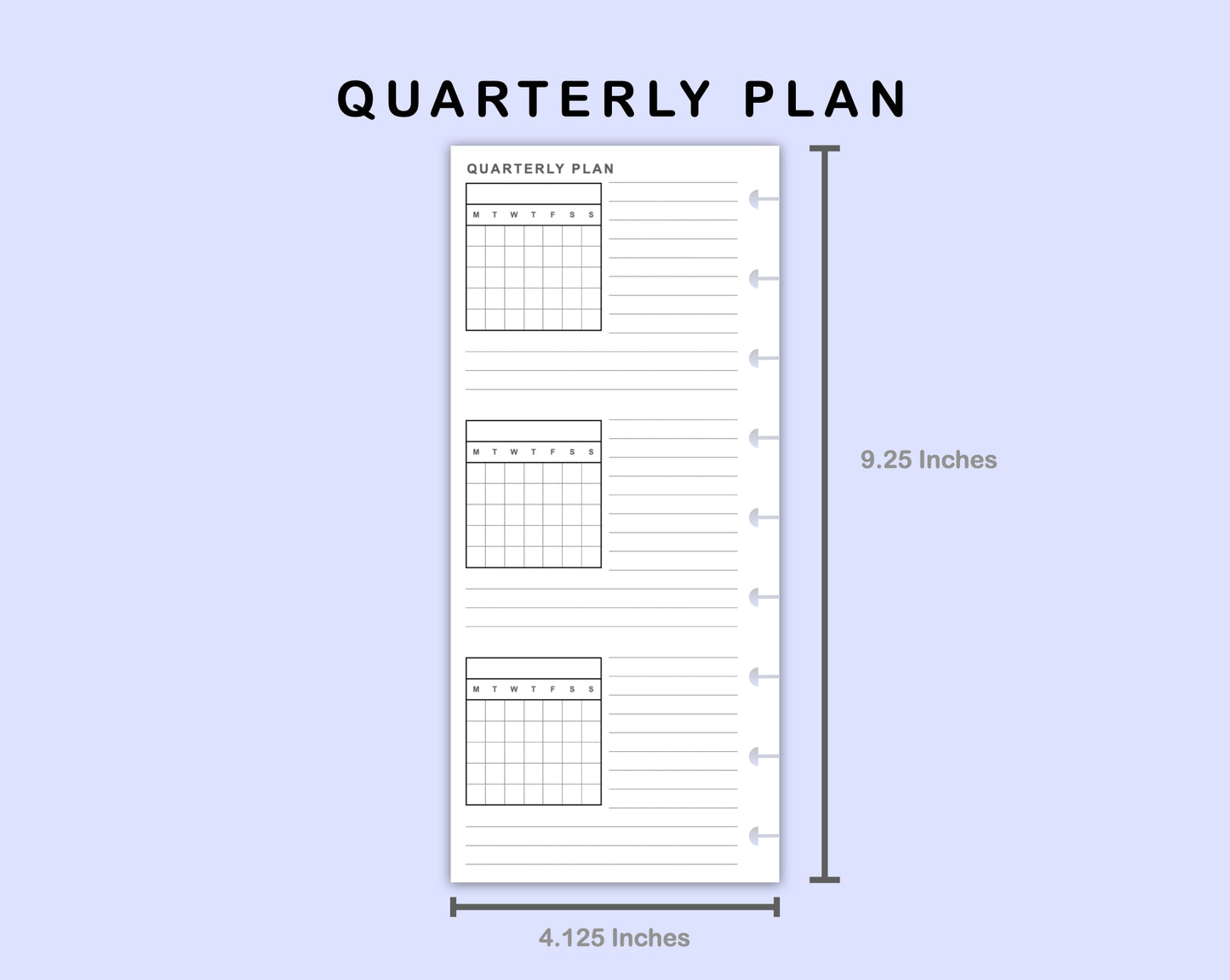 Skinny Classic HP Inserts - Quarterly Plan with Calendar