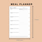 Mini Happy Planner Inserts - Meal Planner with Grocery List