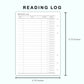 Personal Wide Inserts - Reading Log