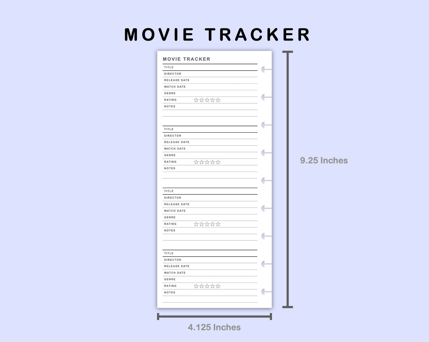 Skinny Classic HP Inserts - Movie Tracker