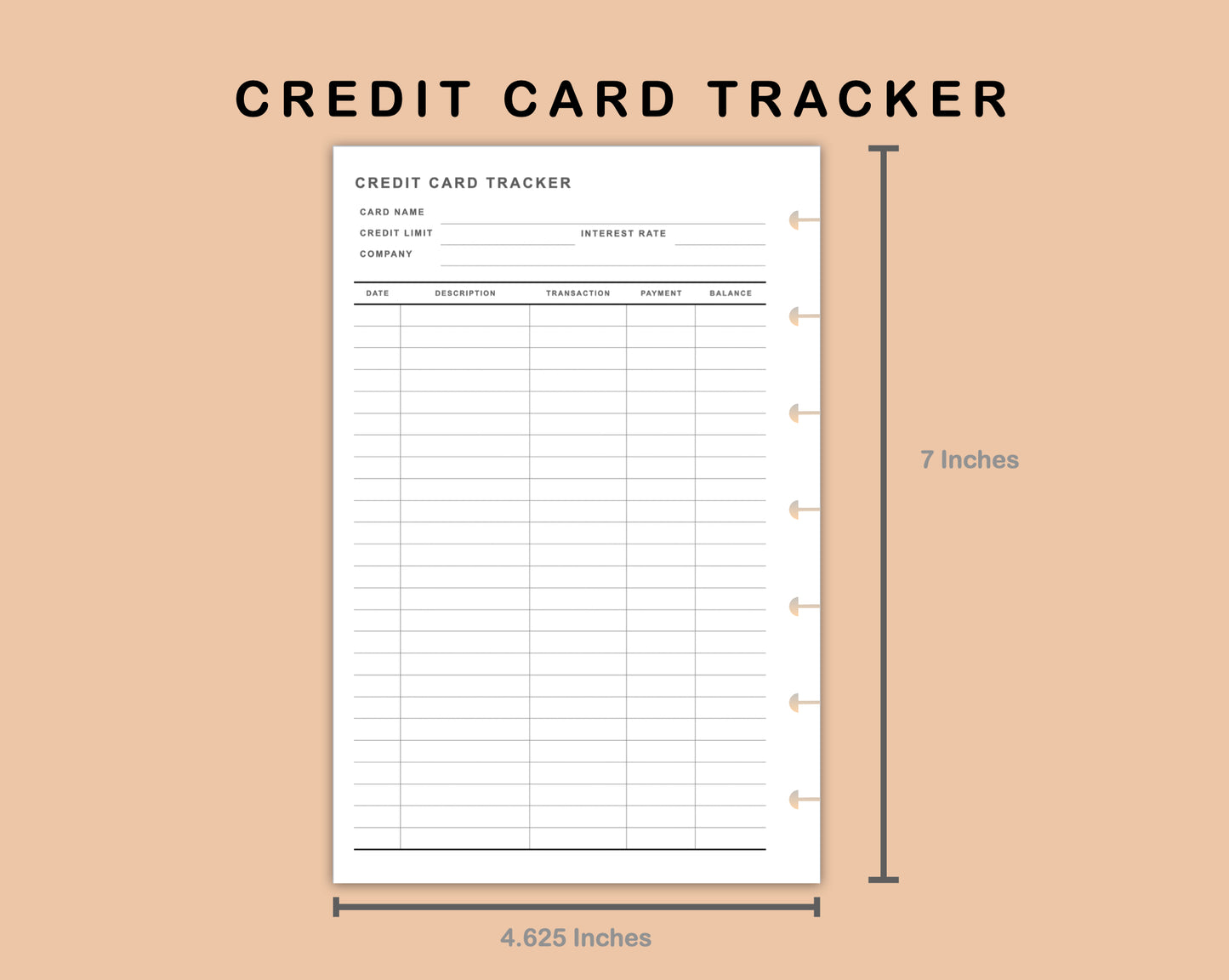 Mini Happy Planner Inserts - Credit Card Tracker