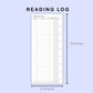 Skinny Classic HP Inserts - Reading Log