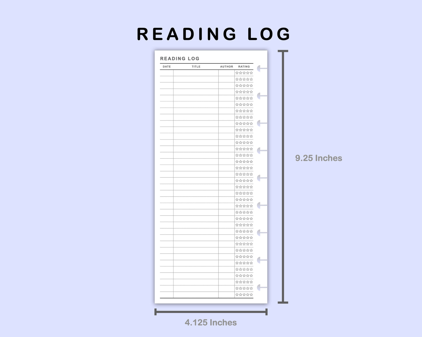 Skinny Classic HP Inserts - Reading Log