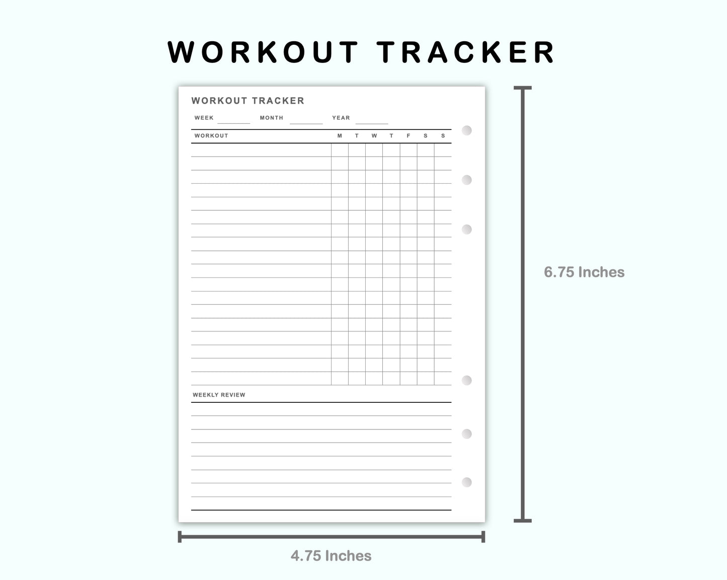 Personal Wide Inserts - Workout Tracker