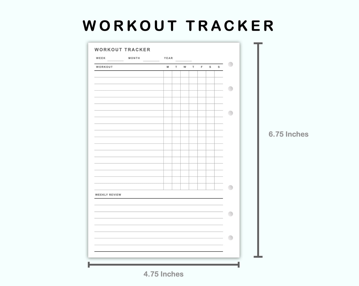 Personal Wide Inserts - Workout Tracker