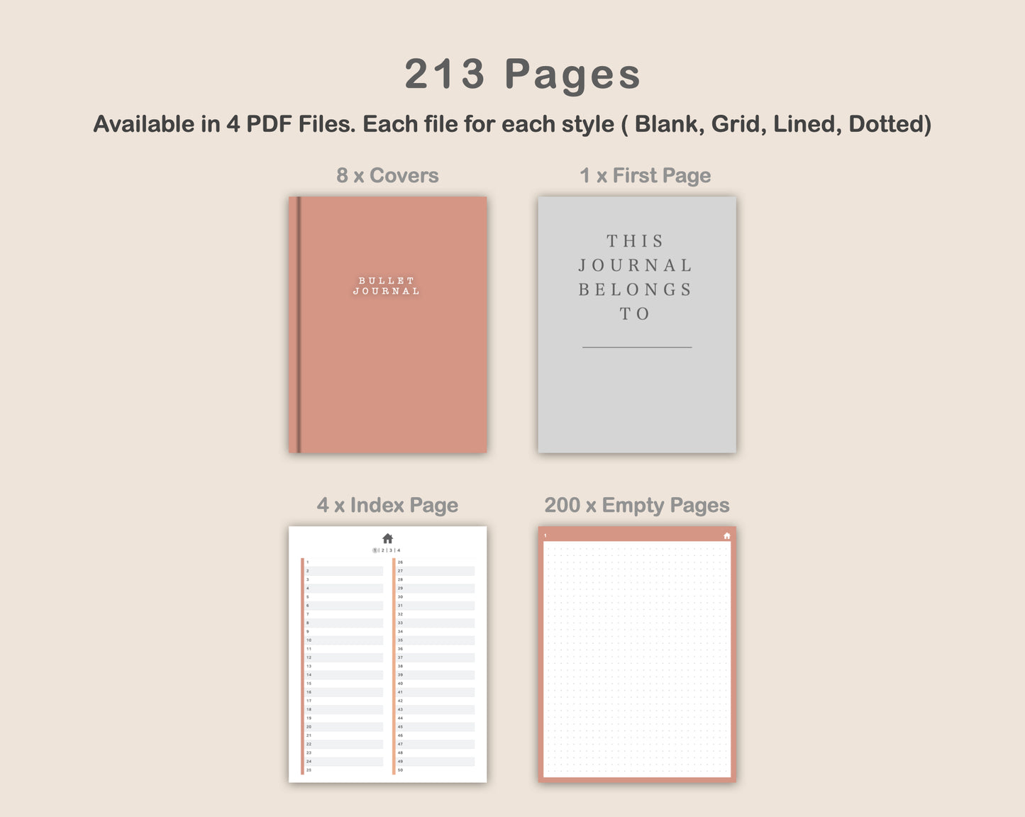 Digital Bullet Journal 200 Pages - Portrait - Neutral