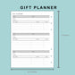 B6 Wide Inserts - Gift Planner