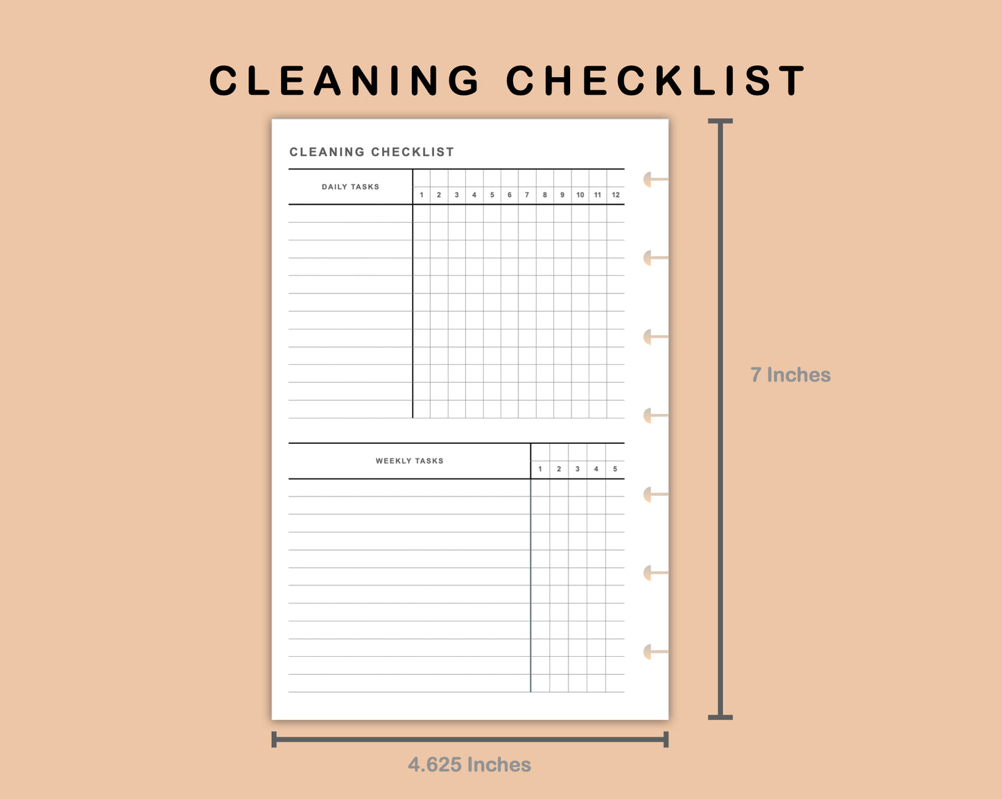 Mini Happy Planner Inserts - Cleaning Checklist