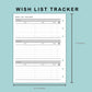 B6 Wide Inserts - Wish List Tracker by Category