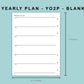 B6 Wide Inserts - Yearly Plan - YO2P - Blank