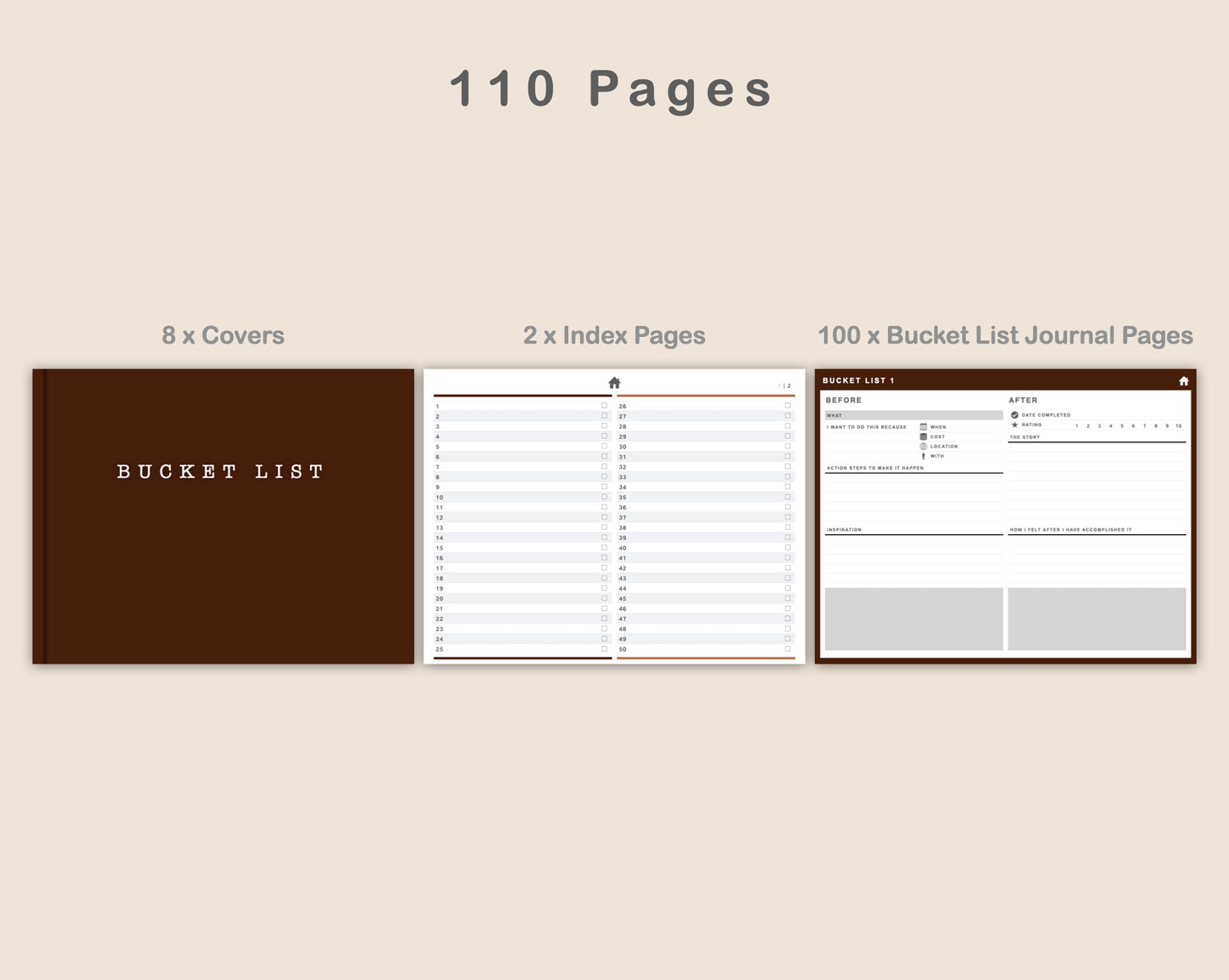 Digital Bucket List Journal - Brown Coffee
