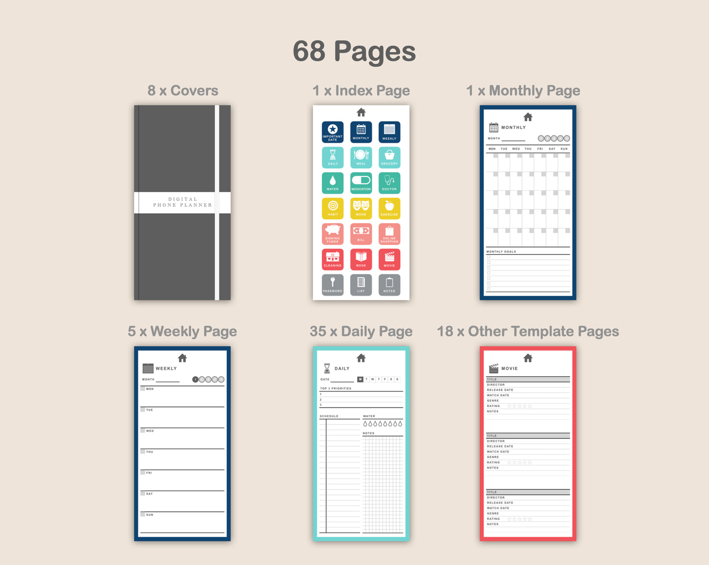 Digital Phone Planner - Colorful