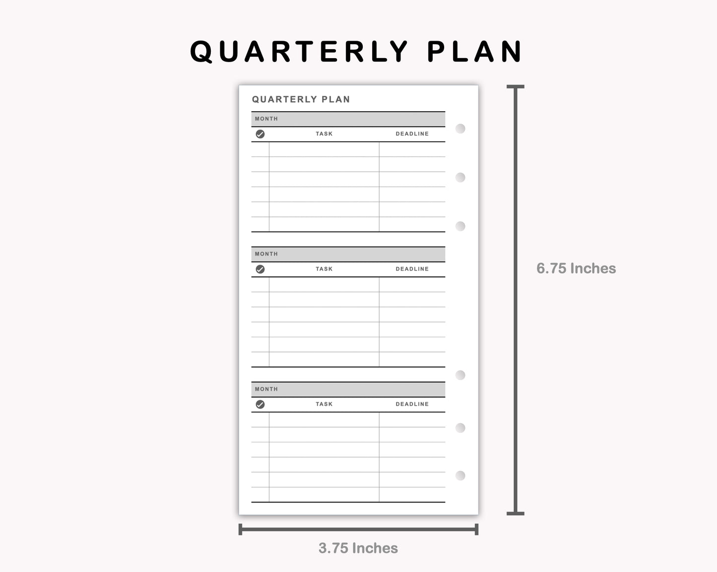 Personal Inserts - Quarterly Plan