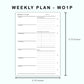 Personal Wide Inserts - Weekly Plan - WO1P - with Top Priority