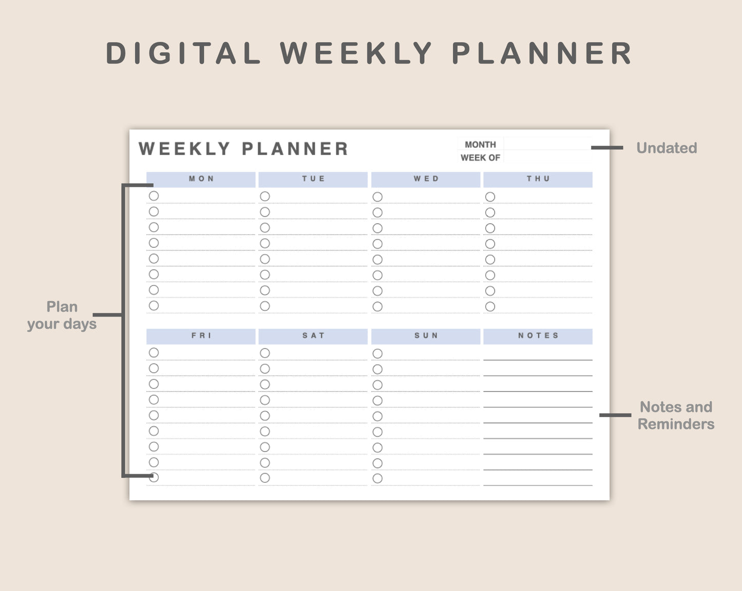 Weekly Planner, To Do List - Landscape