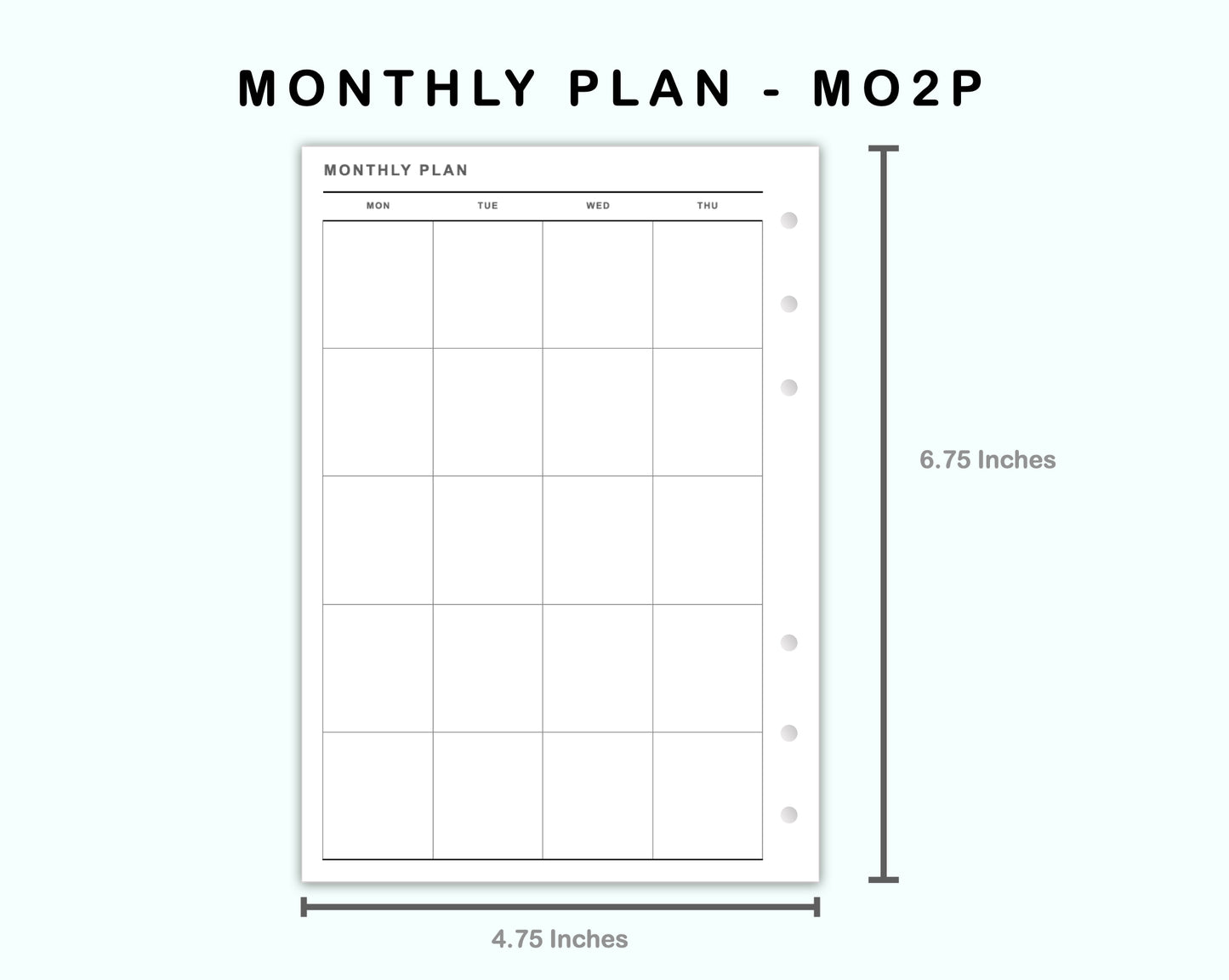 Personal Wide Inserts - Monthly Plan - MO2P