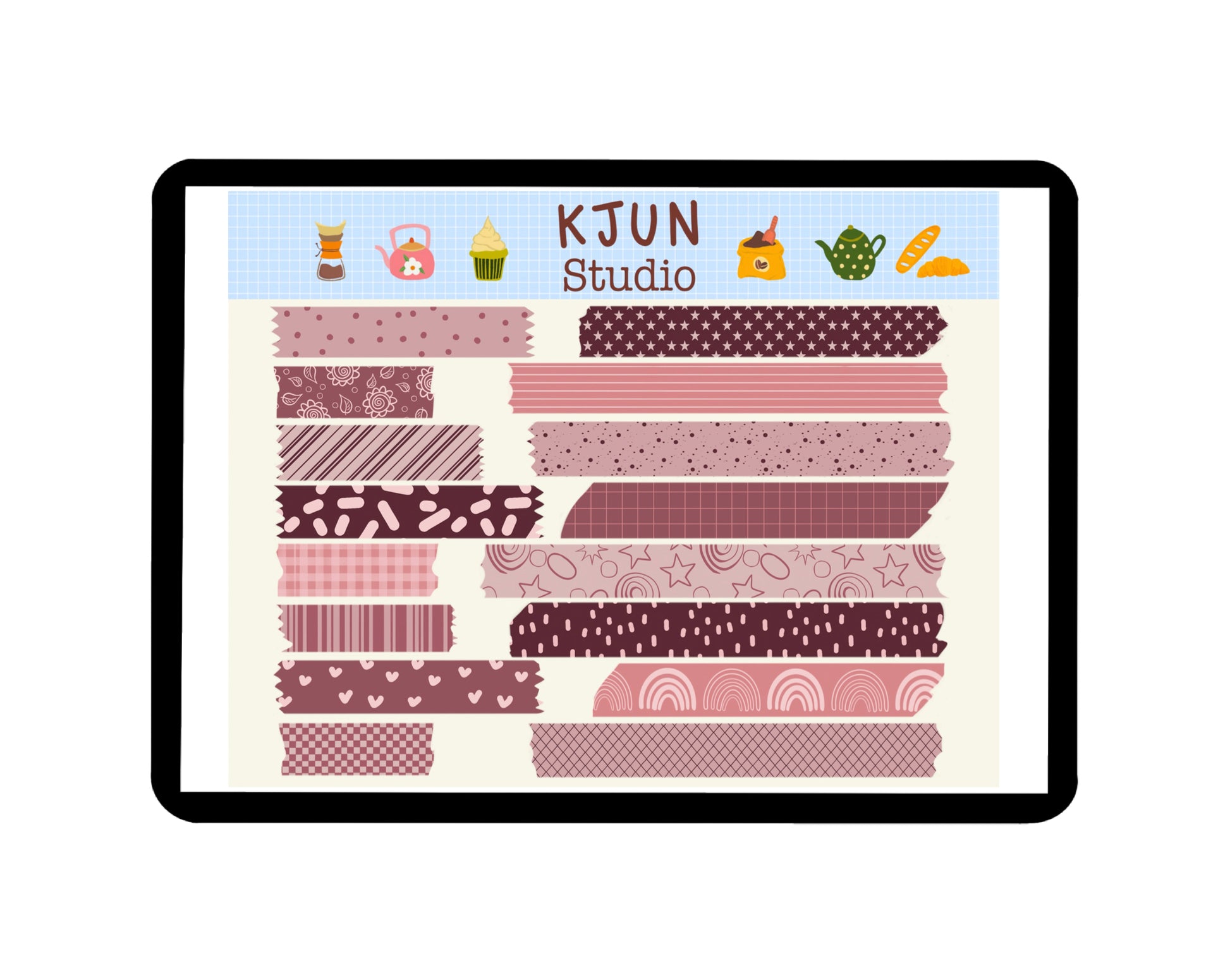 Pink washi tape sticker, striped