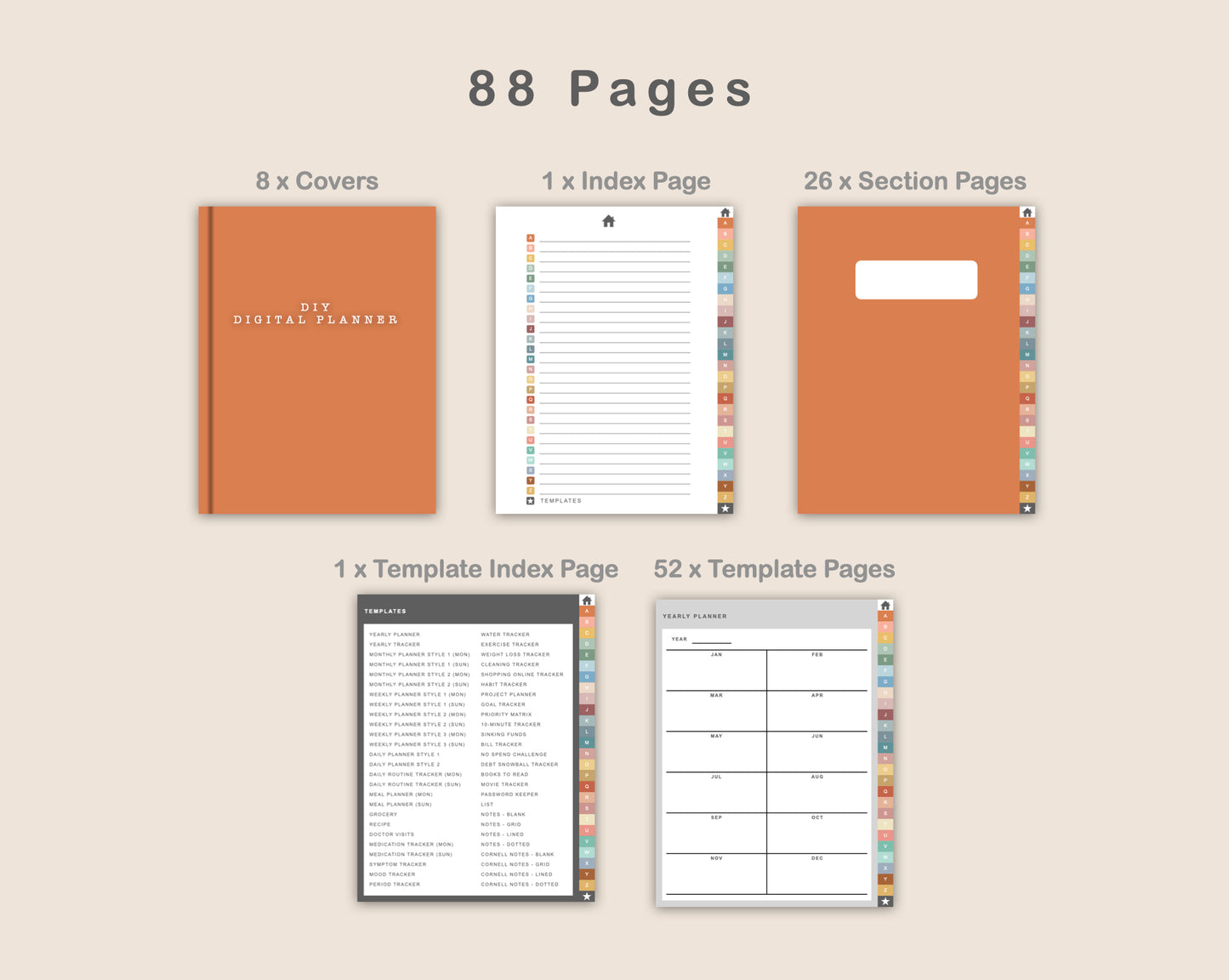 DIY Digital Planner - Portrait - Boho