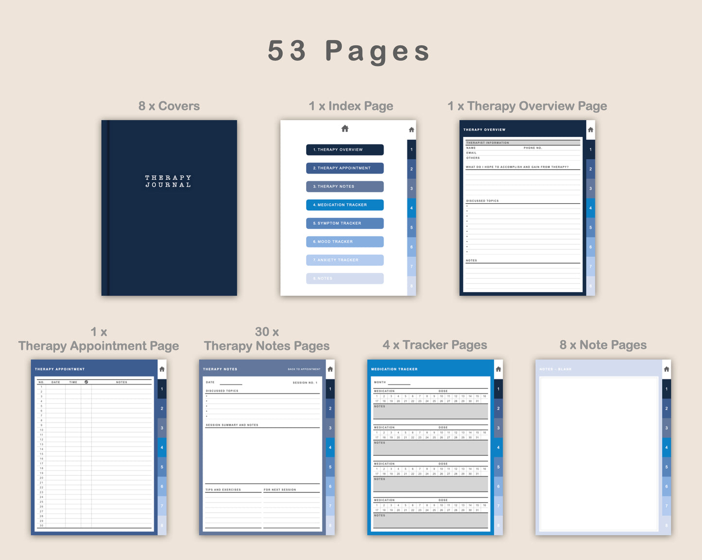 Digital Therapy Journal - Classic Blue