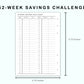 Personal Wide Inserts - 52 Week Saving Challenge