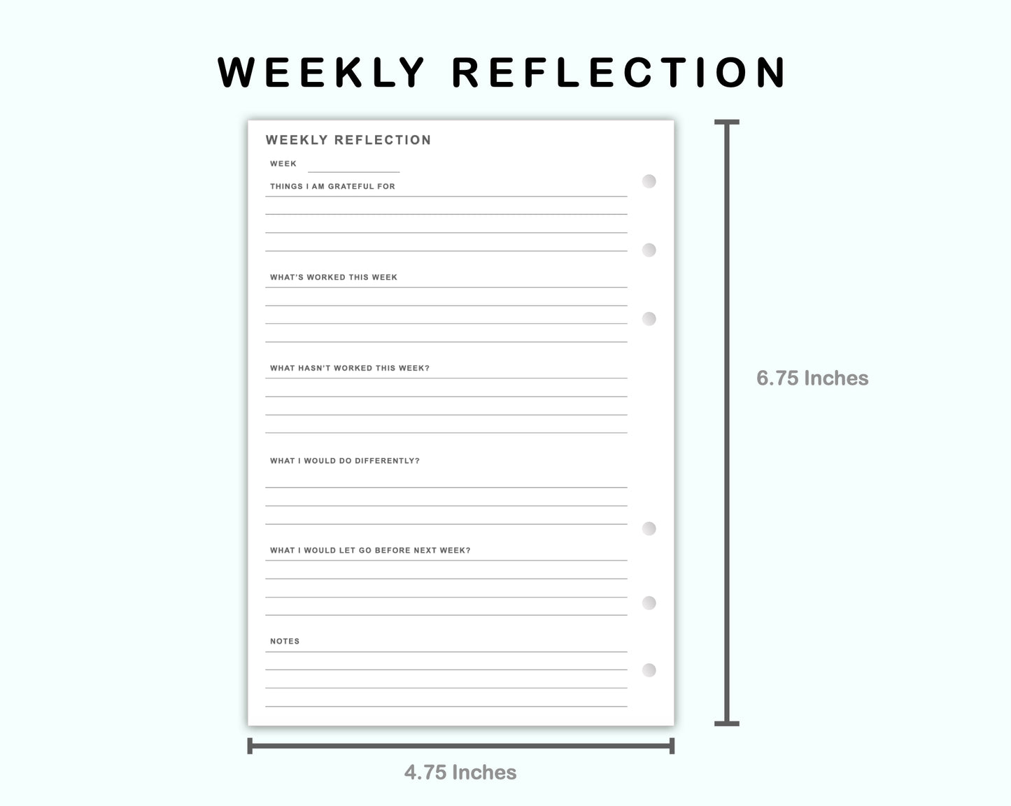 Personal Wide Inserts - Weekly Reflection
