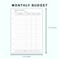 Personal Wide Inserts - Monthly Budget