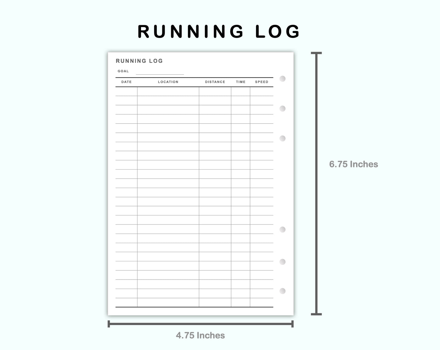 Personal Wide Inserts - Running Log