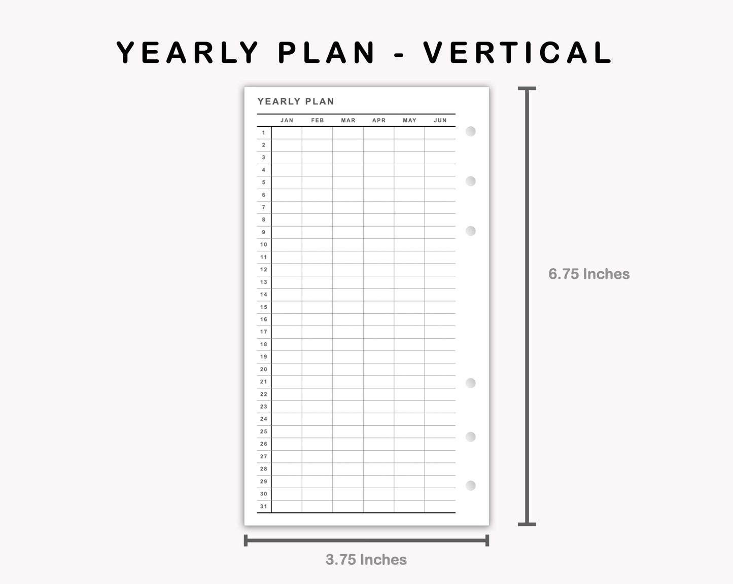 Personal Inserts - Yearly Plan - Vertical