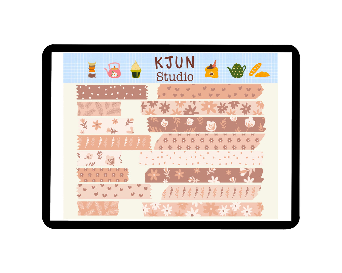Digital Washi Tape - Neutral Floral
