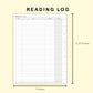 Classic HP Inserts - Reading Log