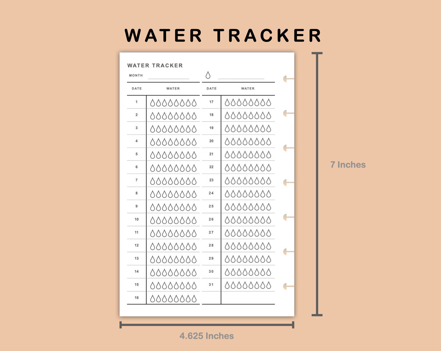 Mini Happy Planner Inserts - Water Tracker