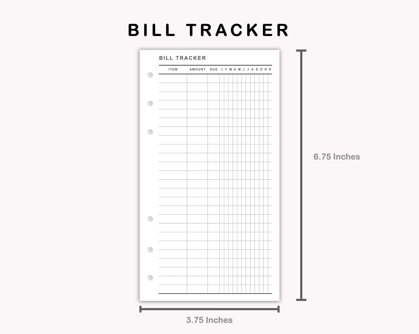 Personal Inserts - Bill Tracker