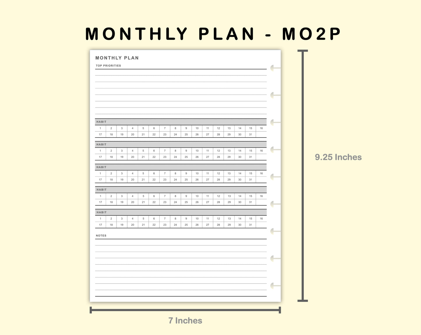 Classic HP Inserts - Monthly Plan - MO2P - with Habit Tracker